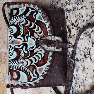 Patricia Nash Tooled Turquoise Lanza Crossbody